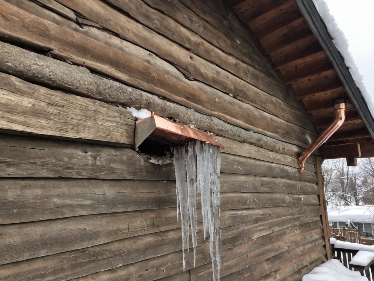 Split supply line after a hard freeze — thawed, repaired and insulated the same day, Sugarloaf.